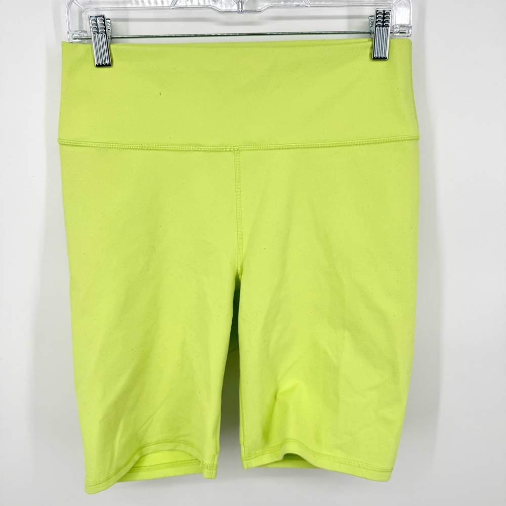 Fabletics PowerHold Lime Neon Green Bike Shorts High Waist Gym Workout